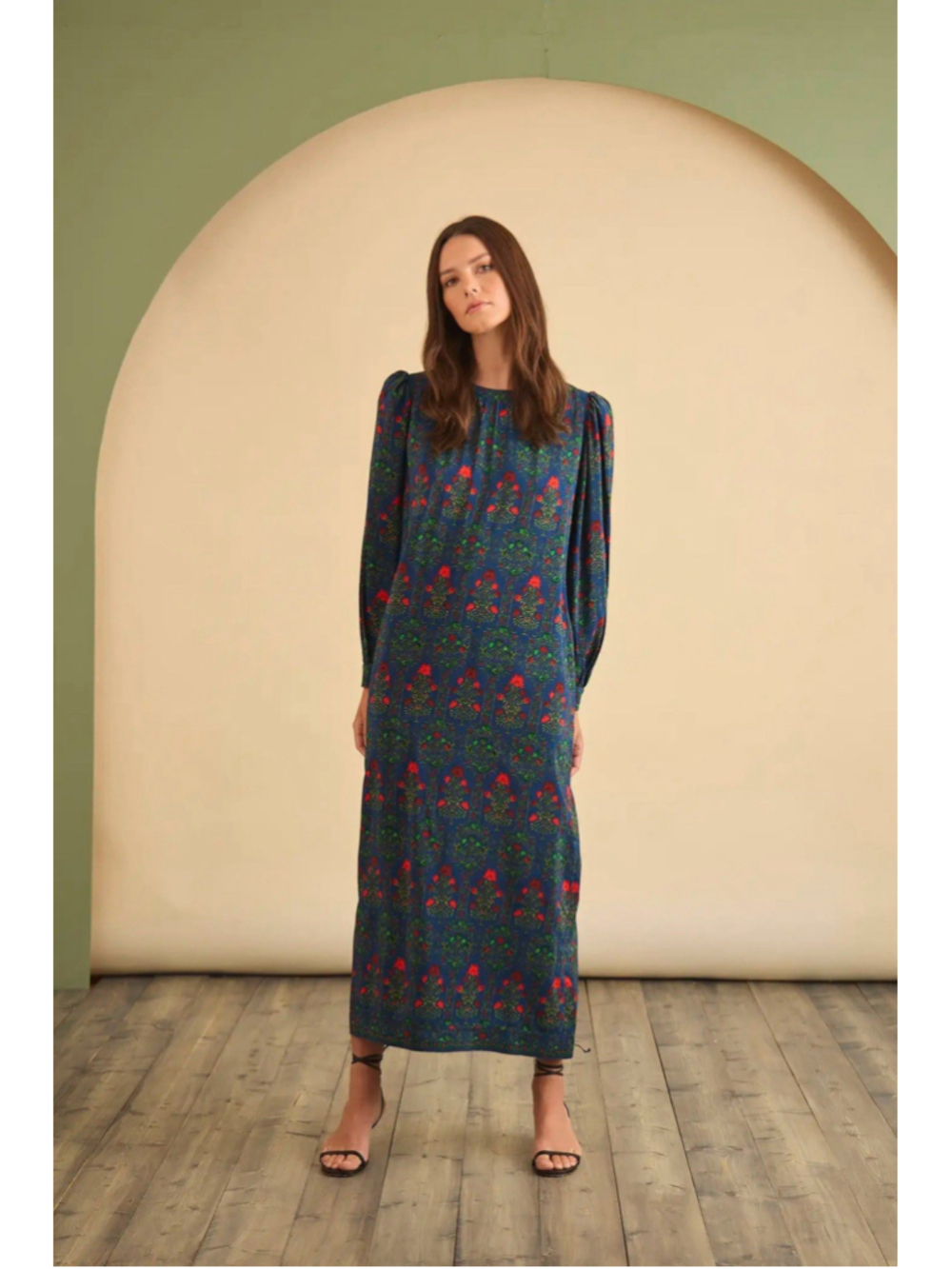 Hunter Bell Crosby Floral Maxi Dress Boho Romance Prairie Fields Balloon Sleeves